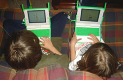 Kids with their new XO laptops