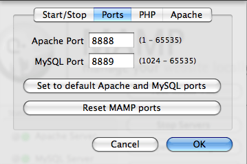 MAMP port settings